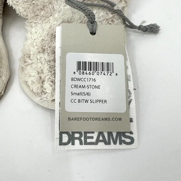 BAREFOOT DREAMS CozyChic Barefoot In the Wild Slipper Cream Stone Small NWT - Picture 5 of 10